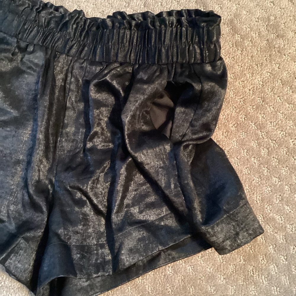 a new day Black metallic high rise, elastic waist shorts, 4” inseam, Med - Picture 2 of 9